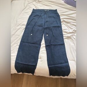 Lauren Ralph Lauren Navy Drawstring Leg Linen Pants